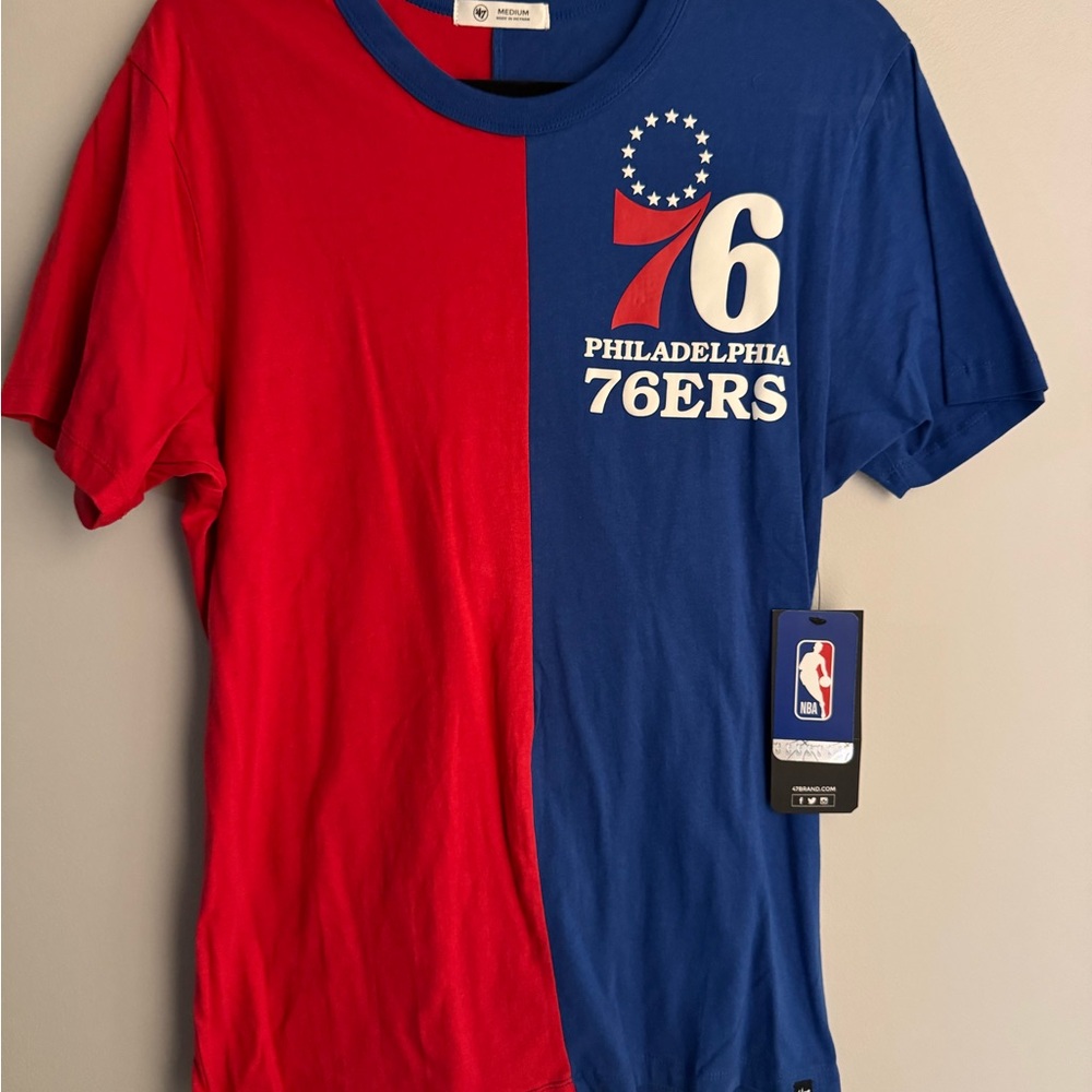 Philadelphia 76ers Red and Blue Short Sleeve Tee